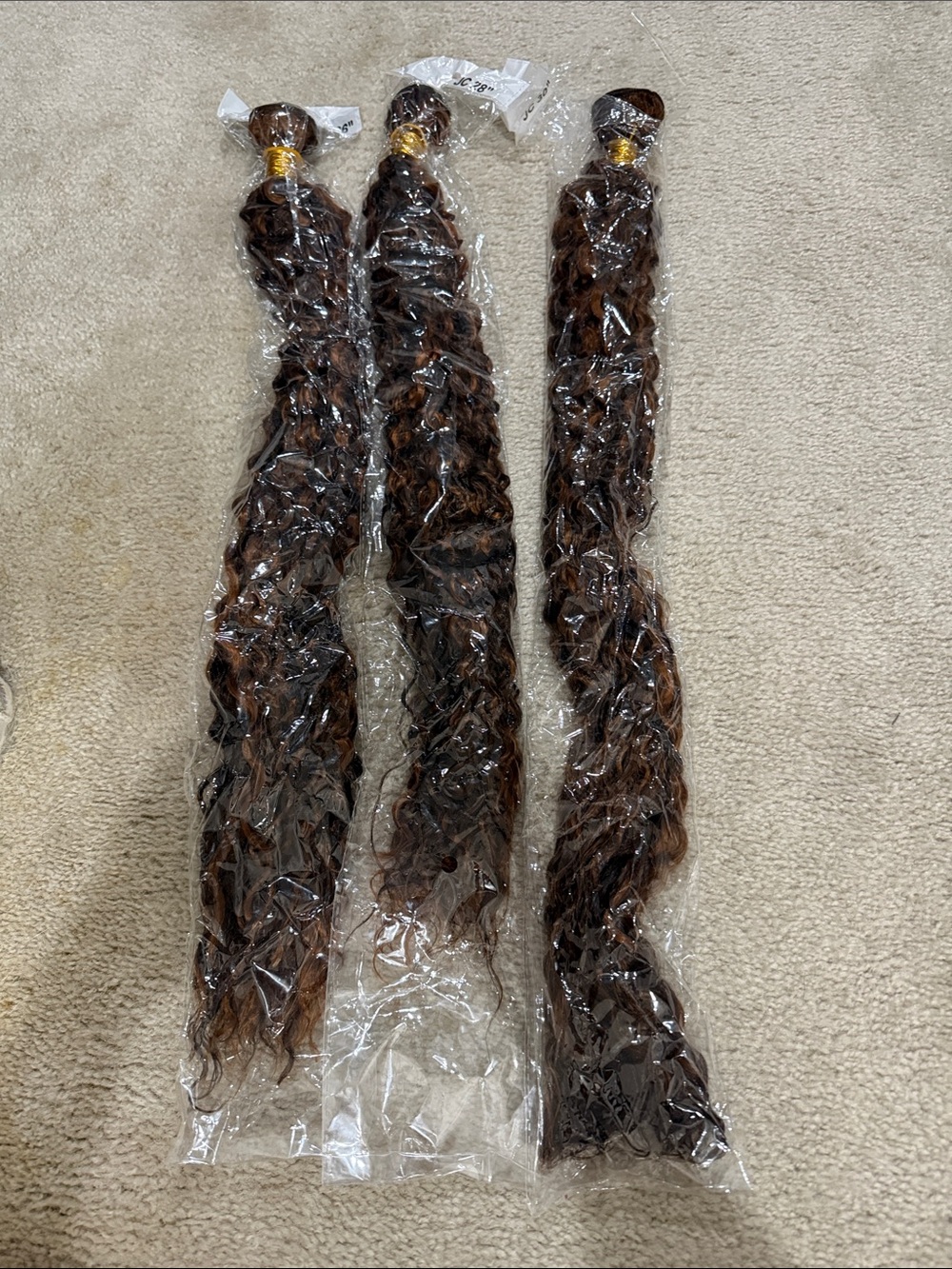 Brown Curly Synthetic Hair Extensions - 3 Pack
